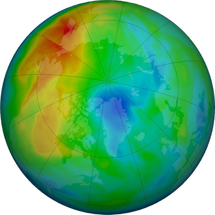 Arctic ozone map for 02 December 2023